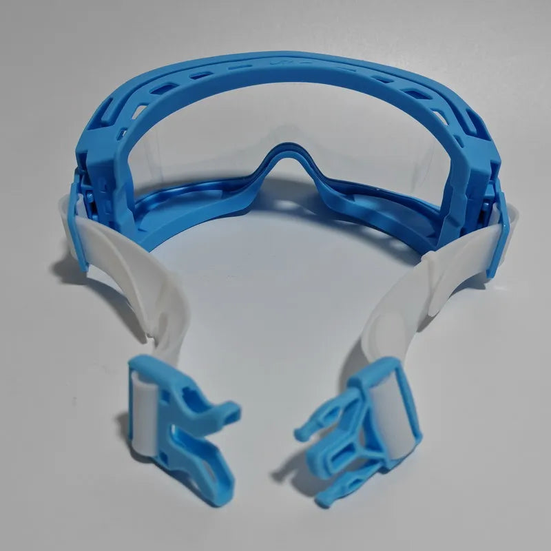 Back view of autoclavable cleanroom safety goggles with adjustable strap